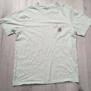 Carhartt T Shirt Mens Medium Dew Drop Green Work In Progres Pocket Short Sleeve